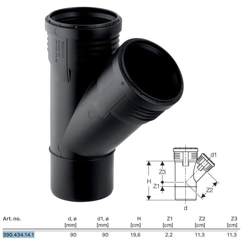 foto del prodotto geberit braga 45 ad innesto in pp con guarnizione serie silent 90