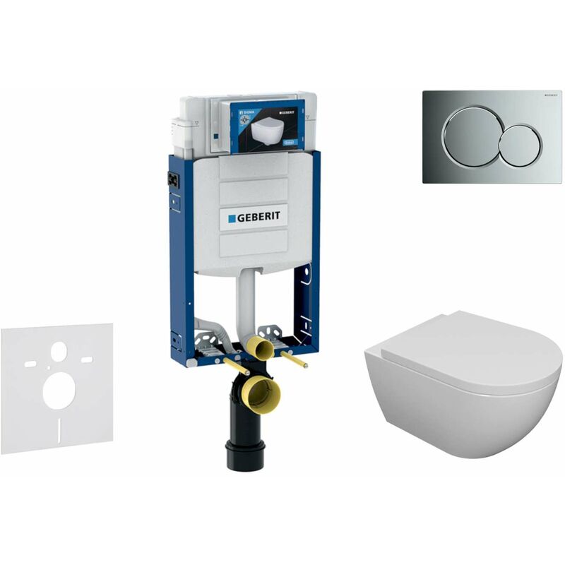 foto del prodotto geberit combifix set con modulo di installazione, vaso wc oudee e copriwater softclose, placca di comando sigma01, cromo lucido sani15ca1100