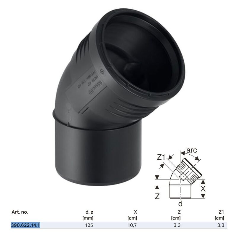 foto del prodotto geberit curva 45 silent pp 125 mm 390.622.14.1