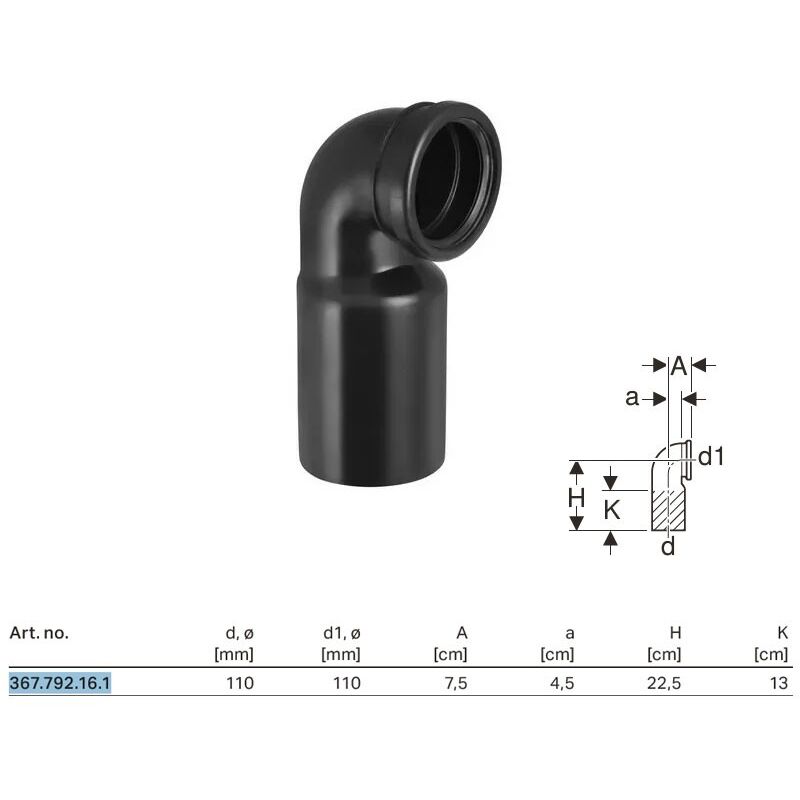 foto del prodotto geberit curva wc 90 pe per vaso sospeso, con aumento 110 mm 367.792.16.1