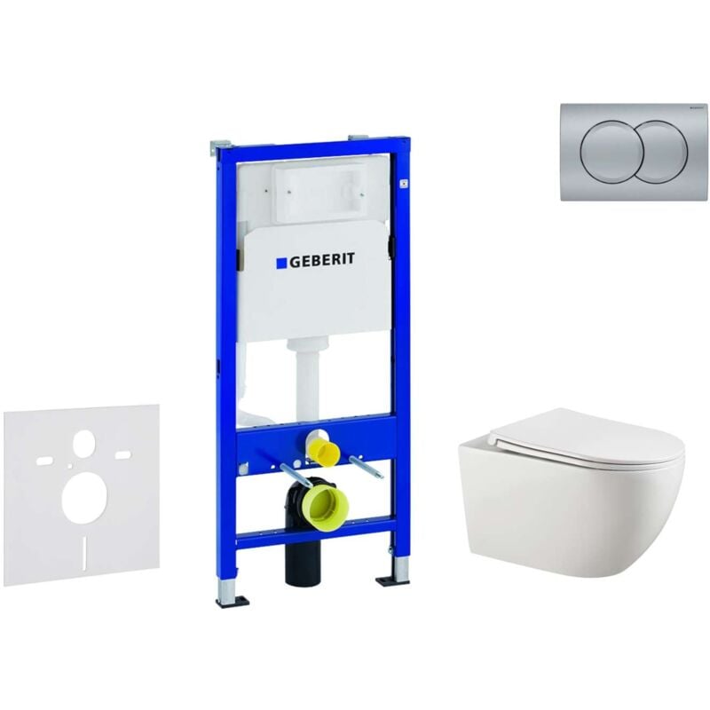 foto del prodotto geberit duofix set con modulo di installazione, vaso wc gaia e copriwater softclose, placca di comando delta01, cromo opaco sani11ca1137
