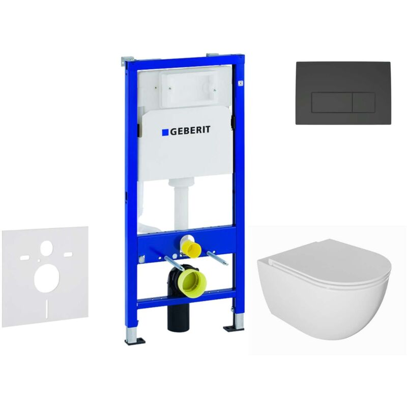 foto del prodotto geberit duofix set con modulo di installazione, vaso wc oudee e copriwater softclose, placca di comando delta50, nero opaco sani11ca5132