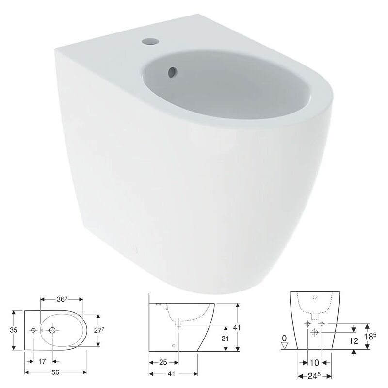 foto del prodotto geberit icon bidet a pavimento, a filo parete, con foro rubinetteria, troppopieno e fissaggi nascosti, colore bianco finitura opaco 502.384.jt.1
