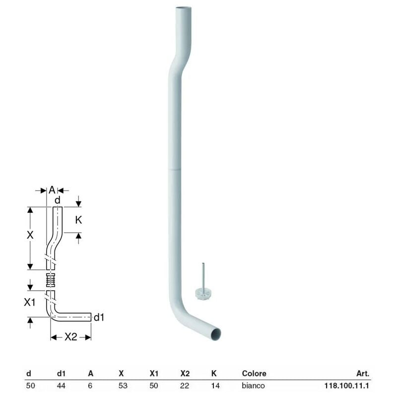 foto del prodotto geberit kit curva di risciacquo 90 disassata. tubo cacciata pvc. per cassetta esterna. 118.100.11.1