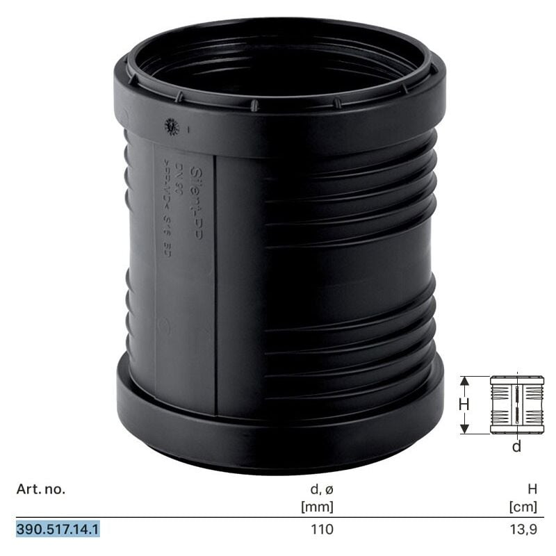 foto del prodotto geberit manicotto doppio bicchiere scorrevole silent pp 110 mm 390.517.14.1