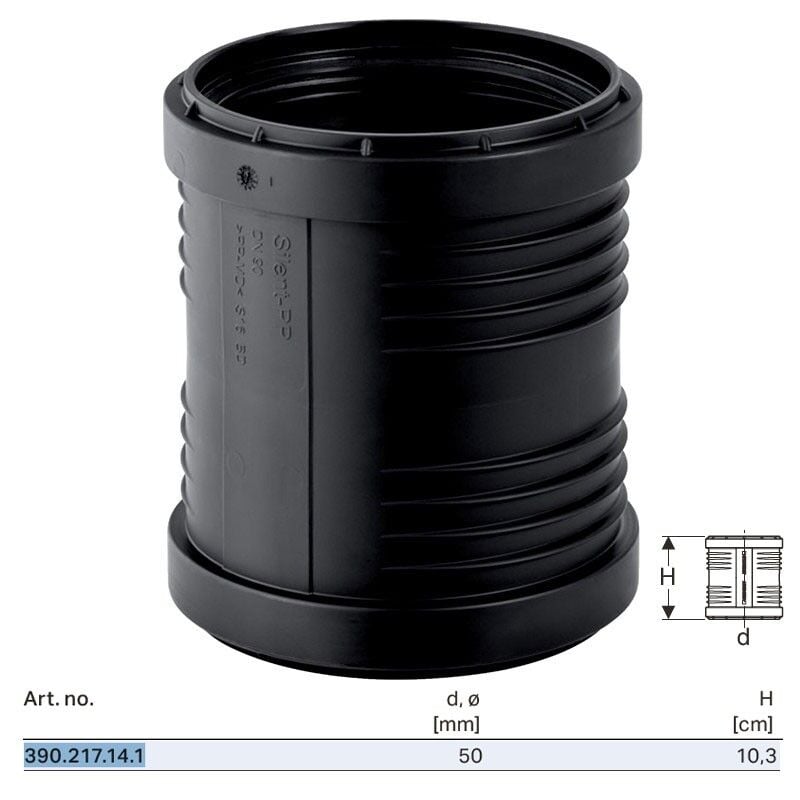 foto del prodotto geberit manicotto doppio bicchiere scorrevole silent pp 50 mm 390.217.14.1