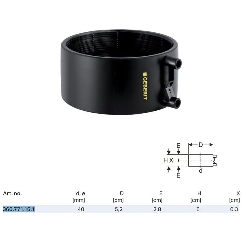 foto del prodotto geberit manicotto termoelettrico 40 mm 360.771.16.1