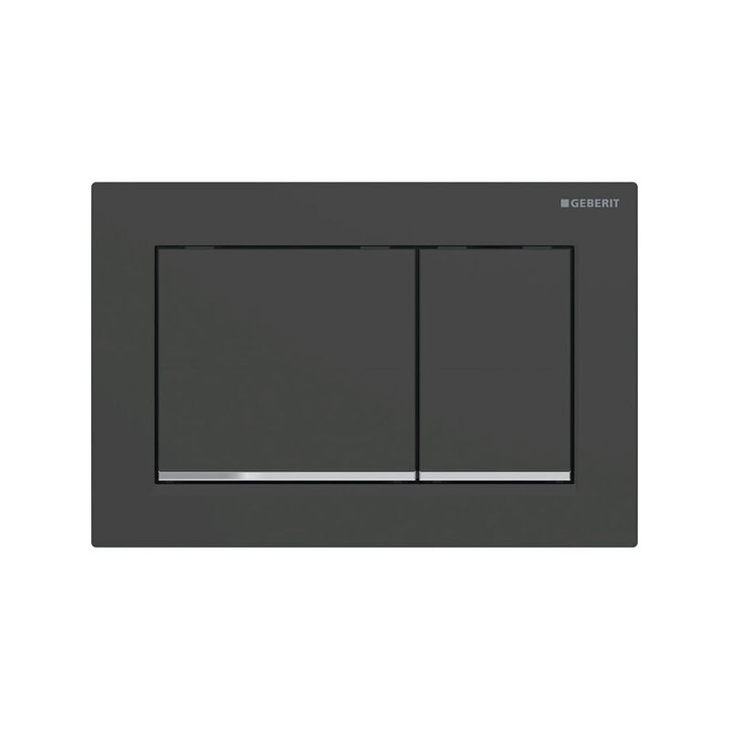 foto del prodotto geberit omega30 placca di comando, nero opaco cromo lucido 115.080.14.1