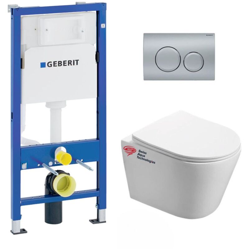 foto del prodotto geberit pacchetto bati support per wc wc infinitio swiss aqua technologies senza flangia placca delta20 in cromo opaco infi