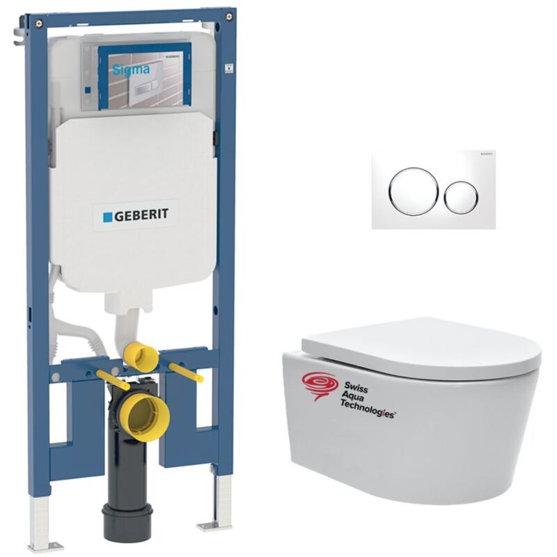 foto del prodotto geberit pack telaio up720 extrapiatto wc sat senza flangia con fissaggi invisibili sedile piastra bianca slim satrimless c 