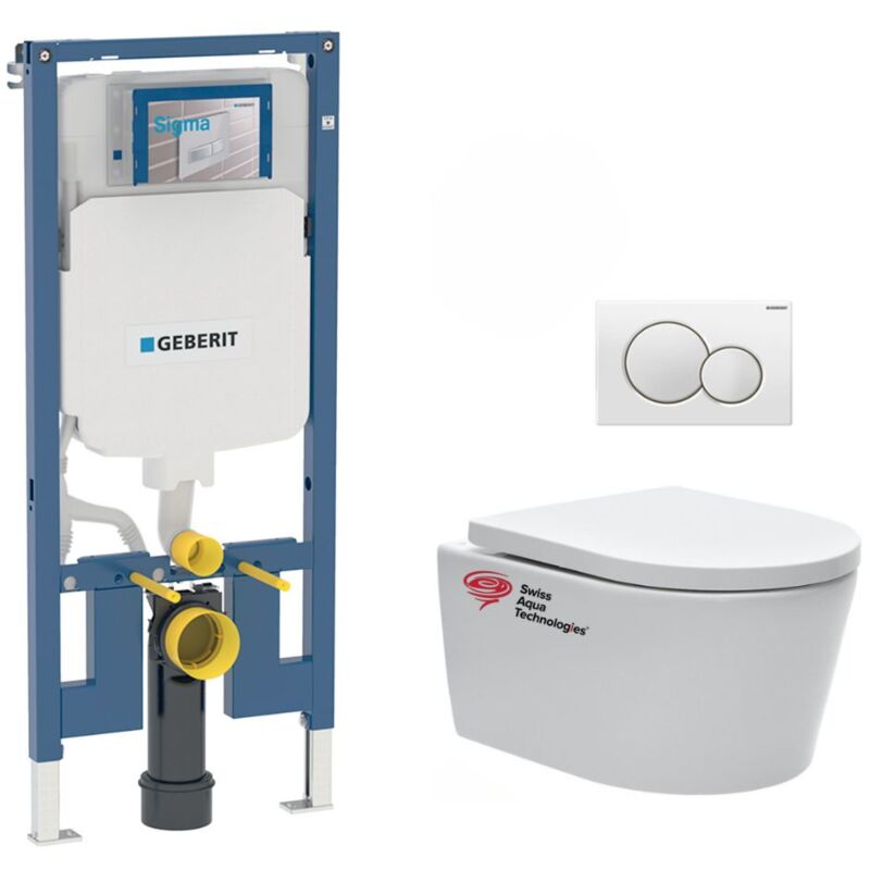 foto del prodotto geberit pack telaio up720 extrapiatto wc senza flangia sat con fissaggi invisibili sedile placca bianca slim satrimless b 