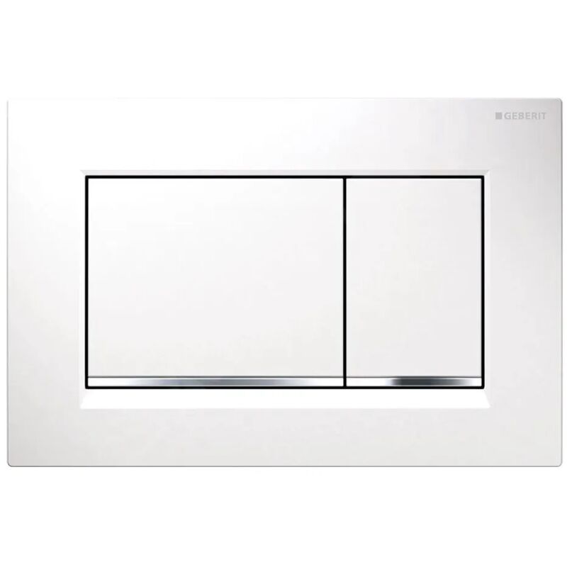 foto del prodotto geberit placca di comando sigma 30 doppio tasto bianco cromato lucido