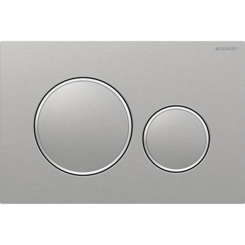 foto del prodotto geberit placca sigma20 round spazzolato lucidato doppio tasto 115.889.sn.1 cromato lucido