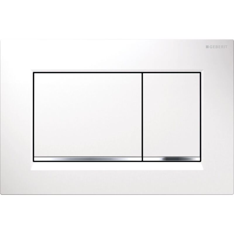 foto del prodotto geberit placca sigma20 square bianco cromato lucido doppio tasto 115.883.kj.1 bianco