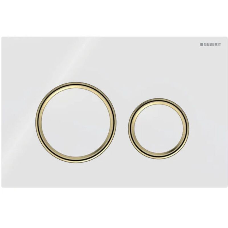 foto del prodotto geberit placca sigma50 round vetro bianco ottone doppio tasto 115.652.si.1 vetro bianco