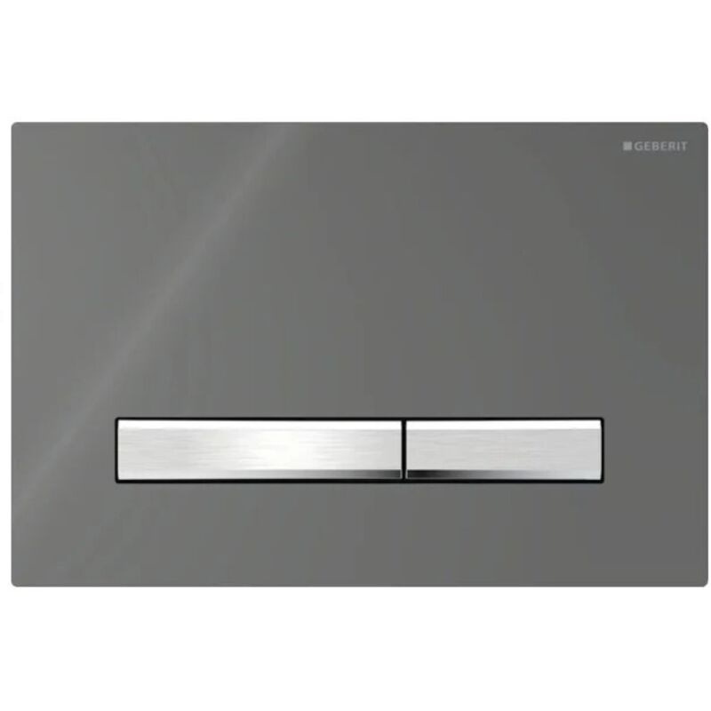 foto del prodotto geberit placca sigma50 square vetro fum a specchio cromato doppio tasto 115.788.sd.2 cromato
