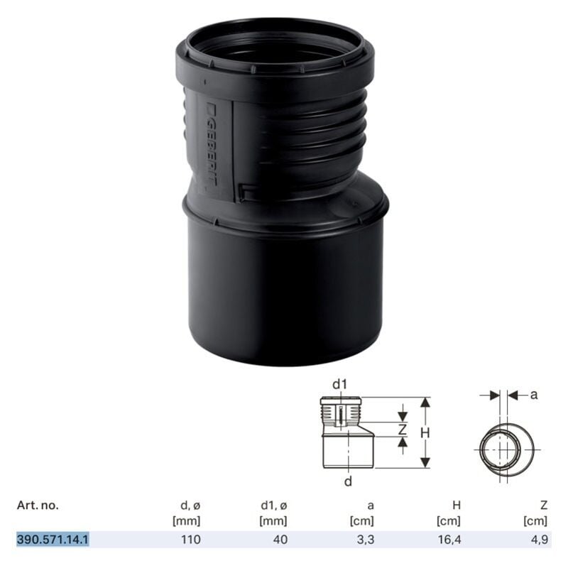 foto del prodotto geberit riduzione silent pp eccentrica 110x40 mm 390.571.14.1