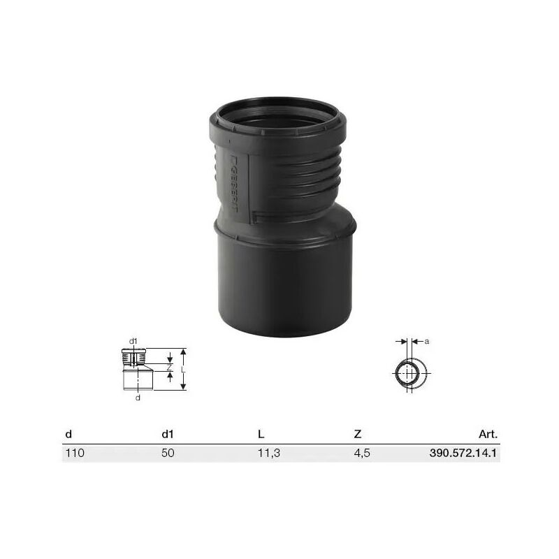 foto del prodotto geberit silent pp riduzione eccentrica gtr 110x50 mm 390.572.14.1