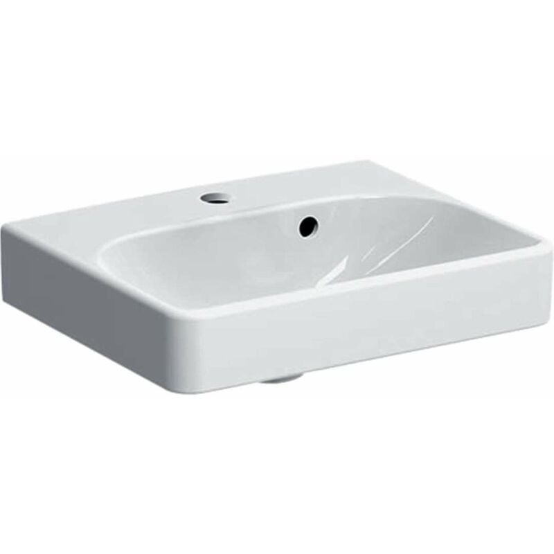 foto del prodotto geberit smyle square lavabo 45x36 cm, con troppopieno, foro per miscelatore, bianco 500.222.01.1