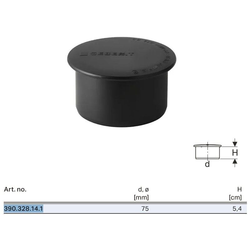 foto del prodotto geberit tappo di chiusura per bicchiere silent pp 75 mm 390.328.14.1