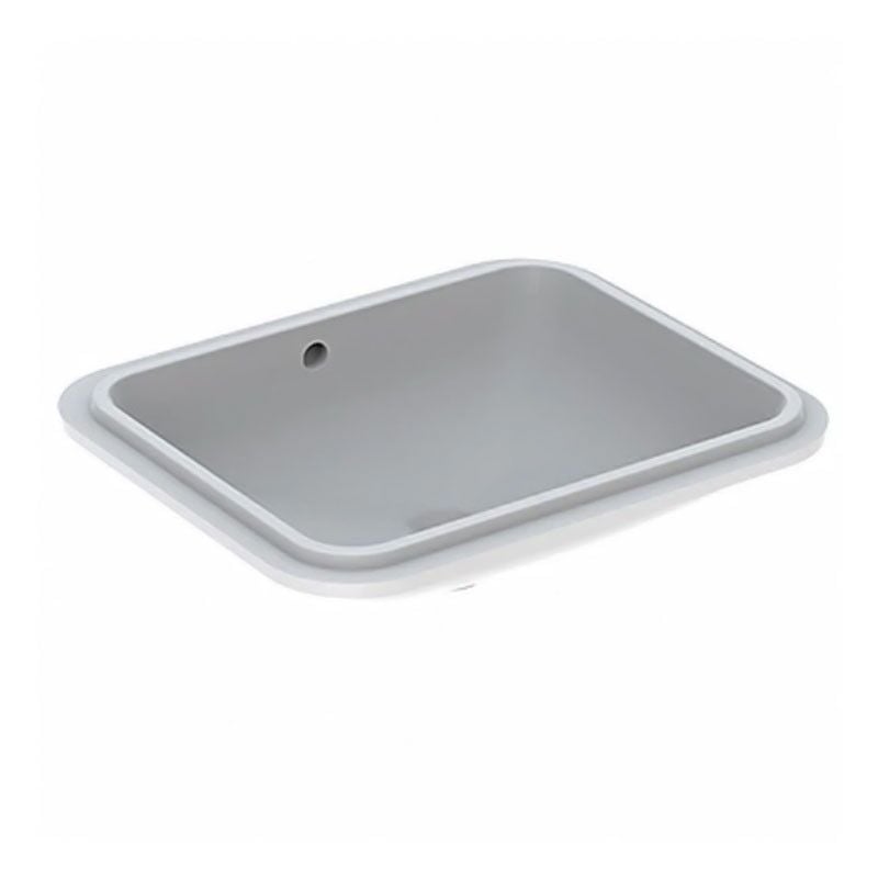 foto del prodotto geberit variform lavabo rettangolare sottopiano da incasso l.58 cm, senza foro rubinetteria, con troppopieno, colore bianco finitura lucido