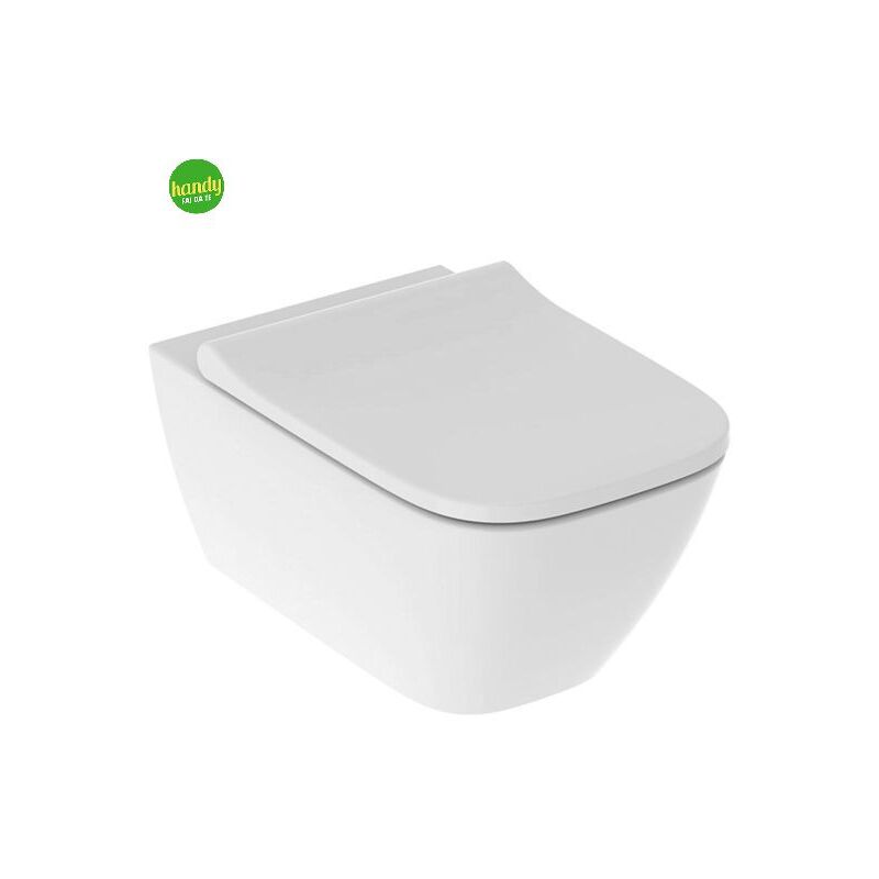 foto del prodotto geberit vaso wc sospeso in ceramica bianca serie smyle square con sedile e con sistema rimfree