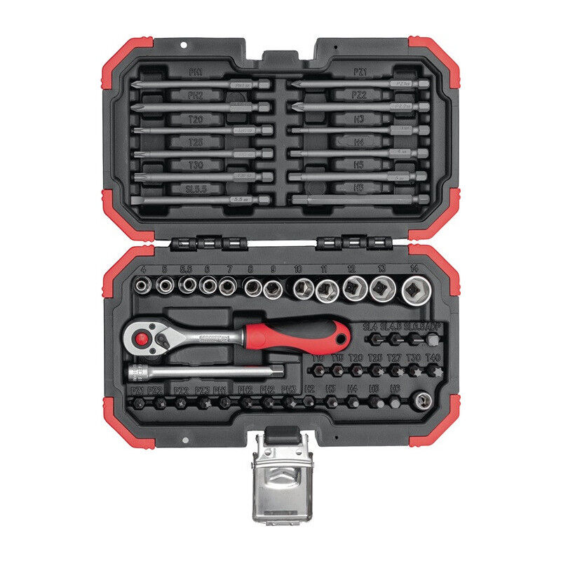 foto del prodotto gedore assortiment de cl s douilles et embouts r33003051 51 pi ces 1 4 pouce sw 4 14mm z.72 red