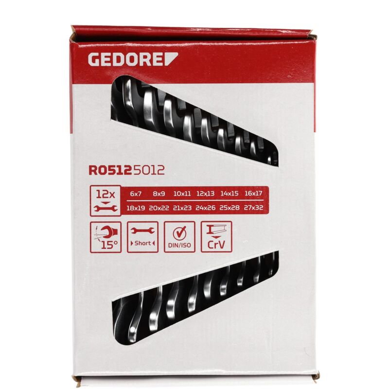 foto del prodotto gedore r05125012 set di chiavi doppie a forchetta corte sw6 32 mm 12 pezzi