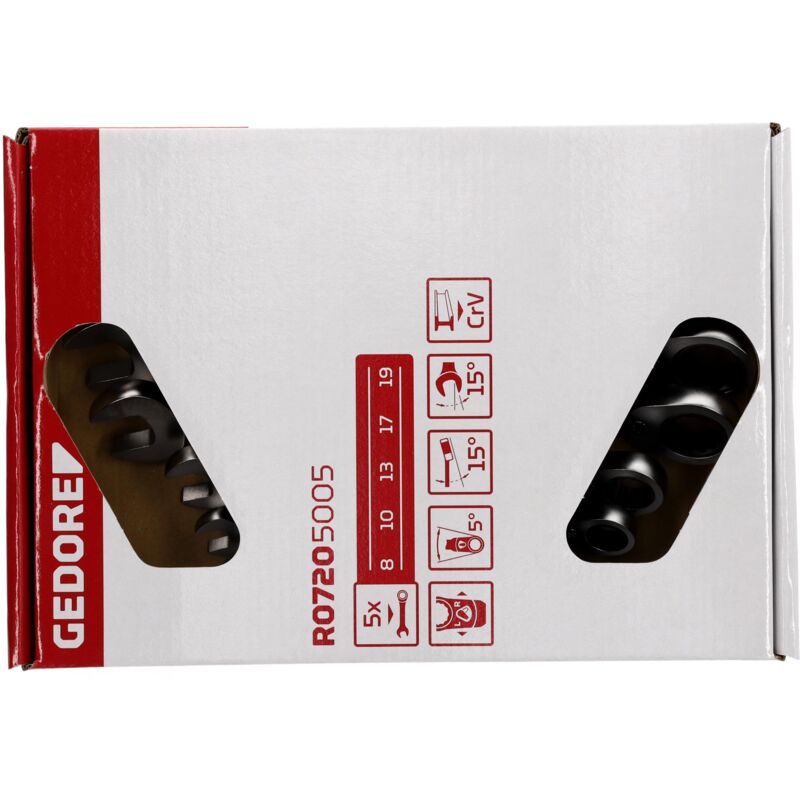 foto del prodotto gedore r07205005 set di chiavi a bocca a cricchetto sw8 19 mm 5 pezzi