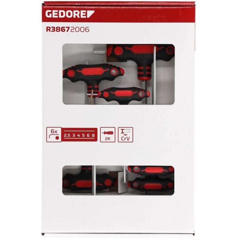 foto del prodotto gedore r38672006 set di cacciaviti a t esagonali 2k 2.5 8 mm