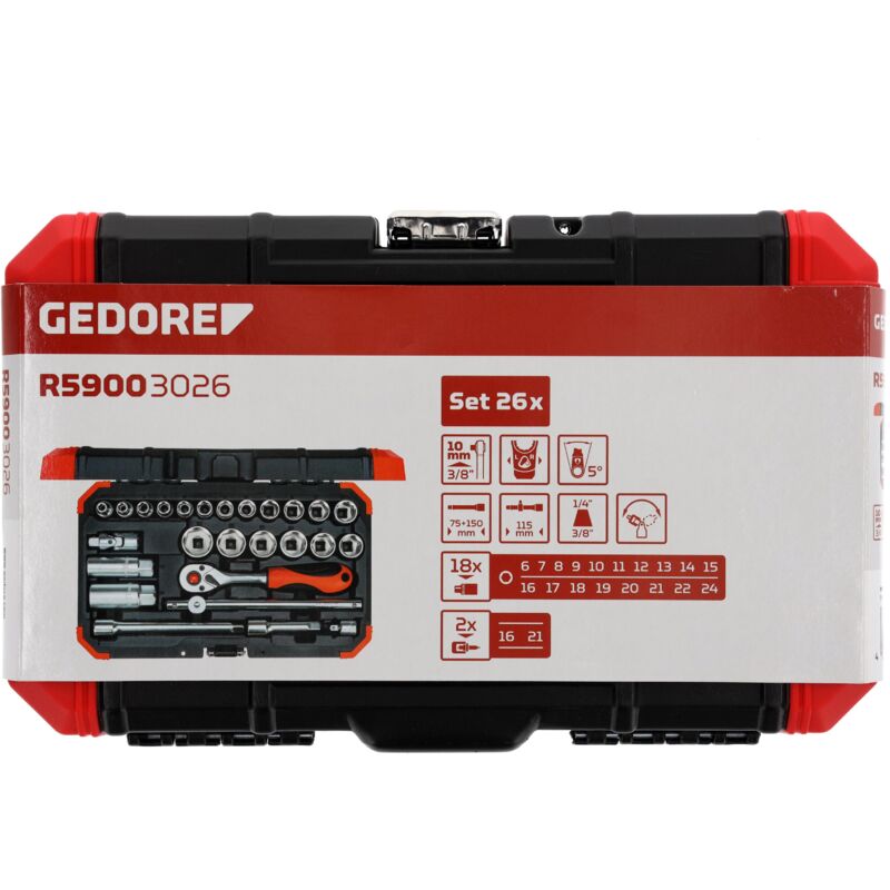 foto del prodotto gedore r59003026 set di chiavi a bussola 3 8 6 24mm 26 pezzi
