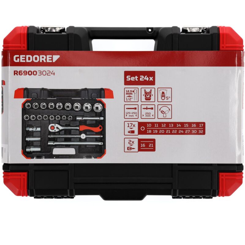 foto del prodotto gedore r69003024 set di chiavi a bussola 1 2 10 32mm 24 pezzi