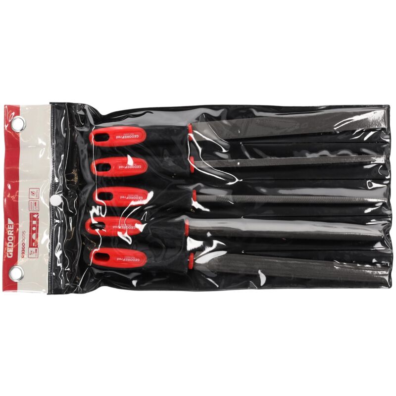 foto del prodotto gedore r93000005 set lime triangolare quadrata piatta tonda mezza tonda, 5 pezzi