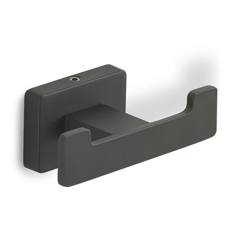 foto del prodotto gedy appendiabiti doppio da muro in acciaio inox e cromall 4426 serie atena nero opaco