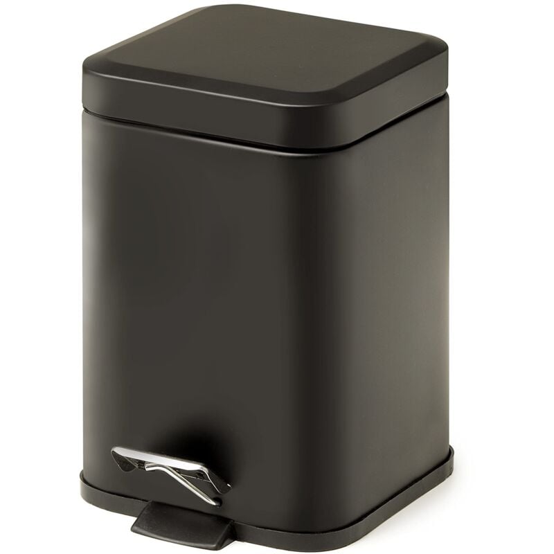 foto del prodotto gedy argenta cestino bagno quadrato in acciaio inox, finitura nera, capacit 3 litri, dimensioni 16, 5 x 21,5 x 25 cm e peso 0,76 kg