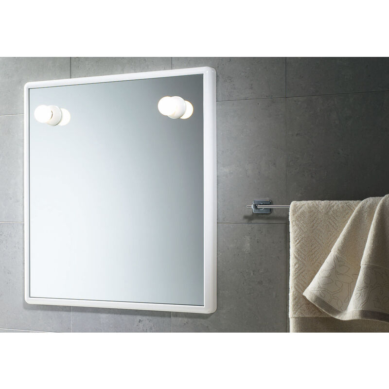 foto del prodotto gedy art.8001 specchio c luci cm.55x60 bianco
