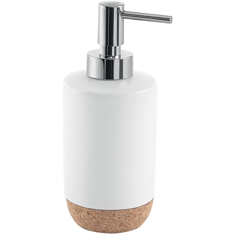 foto del prodotto gedy g canberra dosasapone, misure e peso 17x7x7 cm 0,248 kg, dispenser sapone bagno in ceramica e sughero, finitura bianca, design r s, 2 anni di