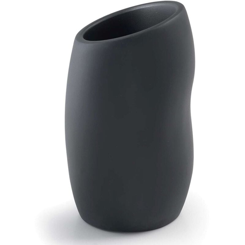foto del prodotto gedy g-iside portaspazzolini nero, misure e peso prodotto 13x8x8,2 cm 0,41 kg, realizzato in resina e sabbia, porta spazzolini bagno design di