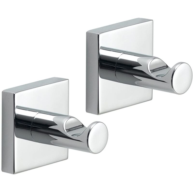 foto del prodotto gedy manila, 2 appendi abiti, colore cromo, porta abiti realizzati in acciaio inox 304, cromall e vetro satinato, garanzia 15 anni, misure 4,7 x
