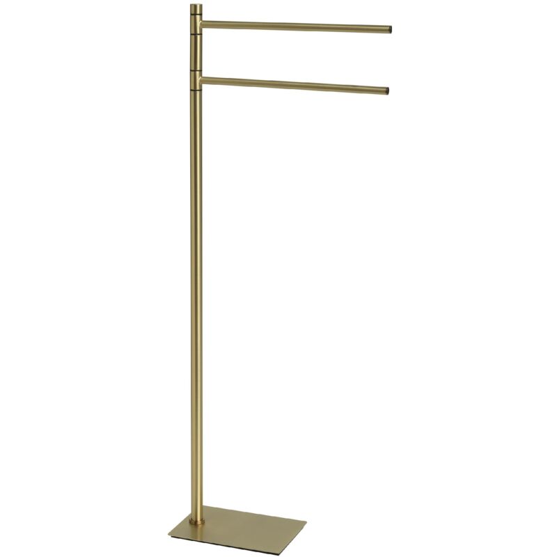 foto del prodotto gedy piantana portasalviette seul in acciaio inox e cromall, porta asciugamani bagno da terra, oro, 83,5x14x34cm.