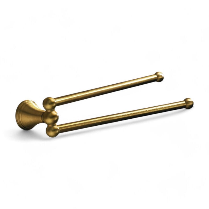 foto del prodotto gedy porta asciugamani doppio a snodo in ottone bronzato per bagno da applicare a muro linea bronze