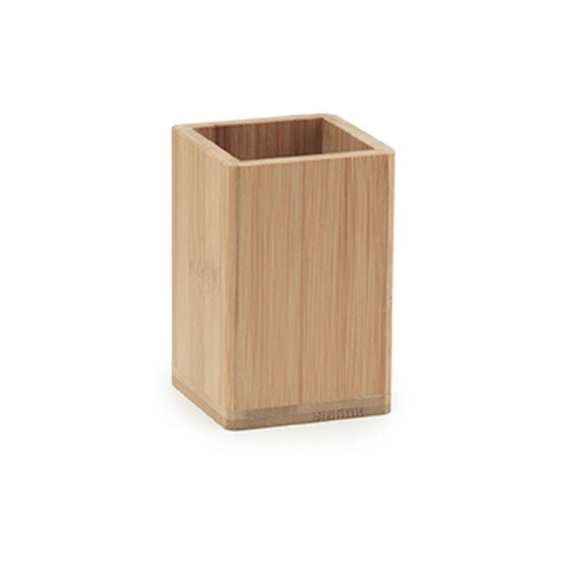 foto del prodotto gedy porta spazzolini da appoggio in bambu modello bonnie dim. cm lxpxh 7,4x7,4x11 legno naturale