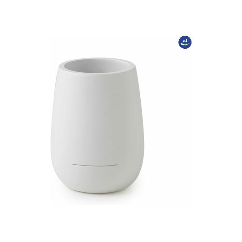foto del prodotto gedy porta spazzolini da appoggio in resina bianca modello kira dim. cm lxpxh 8,5x8,5x11 bianco matto