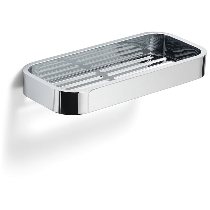 foto del prodotto gedy portaoggetti rettangolare per doccia da muro in ottone, acciaio inox aisi 304 e cromall 3218 serie outline cromato