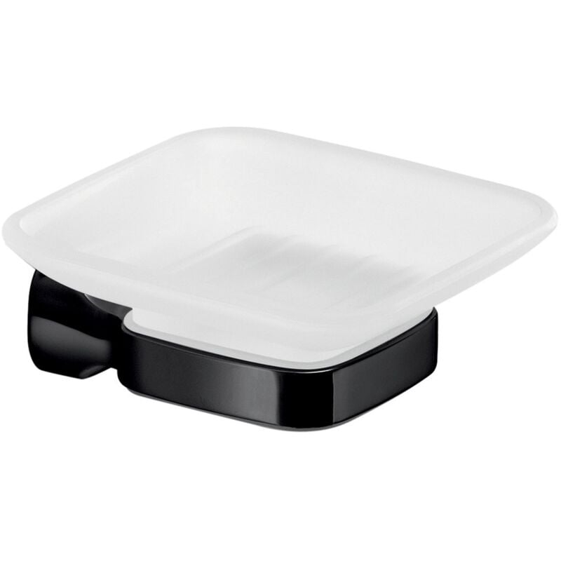 foto del prodotto gedy portasapone da muro in acciaio inox e cromall st11 serie stelvio nero opaco