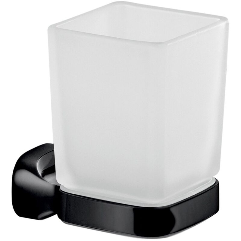 foto del prodotto gedy portaspazzolini da muro in acciaio inox e cromall st10 serie stelvio nero opaco