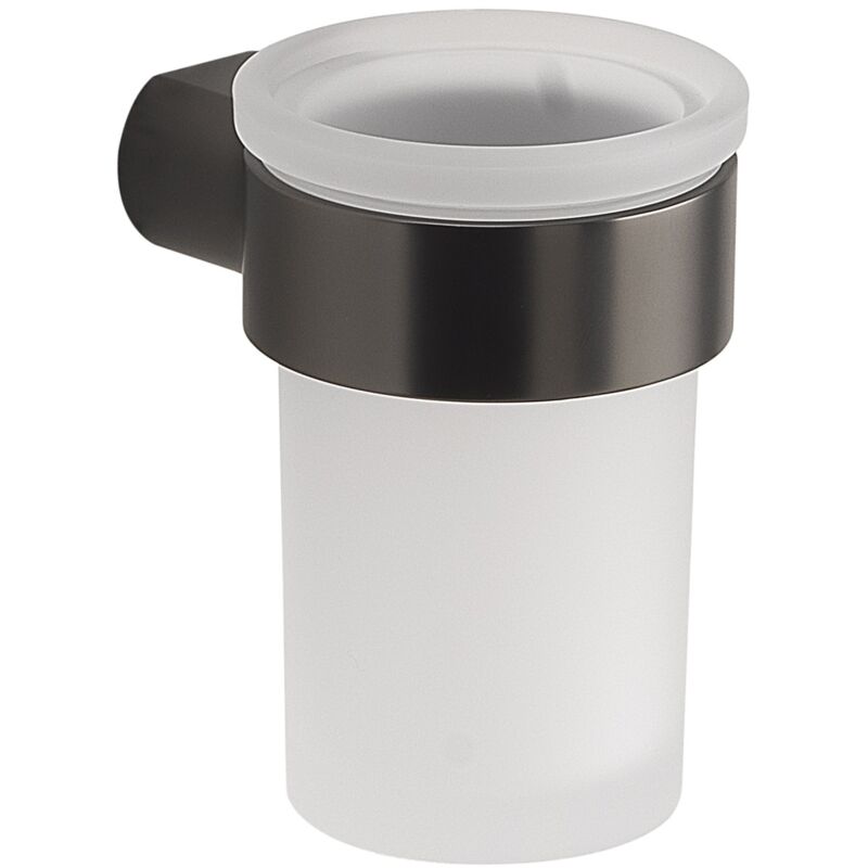 foto del prodotto gedy portaspazzolini da muro in ottone e cromall pi10 serie pirenei nero opaco