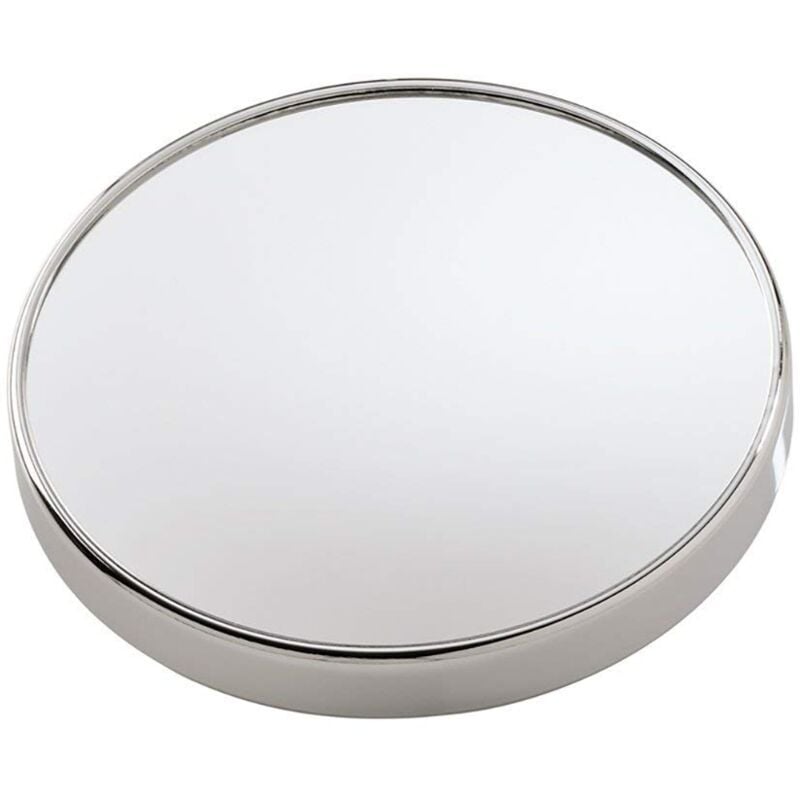 foto del prodotto gedy specchio ingranditore con ventosa, diametro 15cm, misure 15x15x3, magnifying factor 5x, specchio bagno realizzato in abs con ventosa, finitura