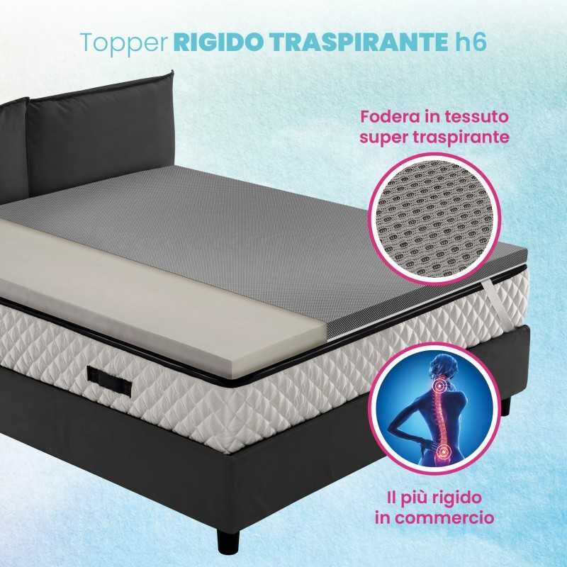 foto del prodotto geemma topper ancora pi rigido, correttore materasso ortopedico h6 cm, tessuto traspirante e sfoderabile air caucciu 80x190 cm singolo standard