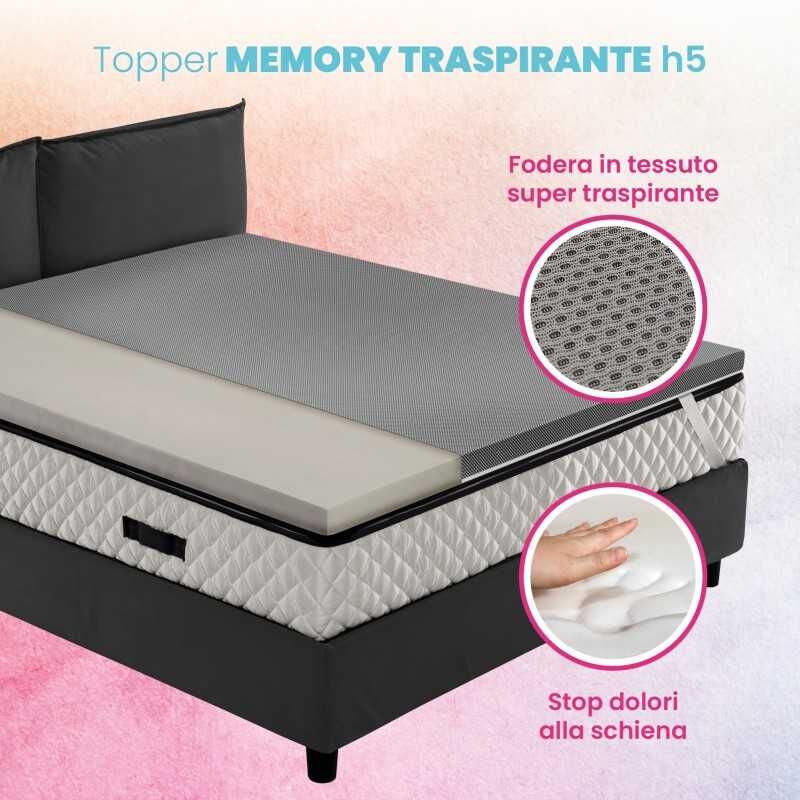 foto del prodotto geemma topper memory, correttore materasso h5 cm tessuto sfoderabile air star foam plus 120x200 cm
